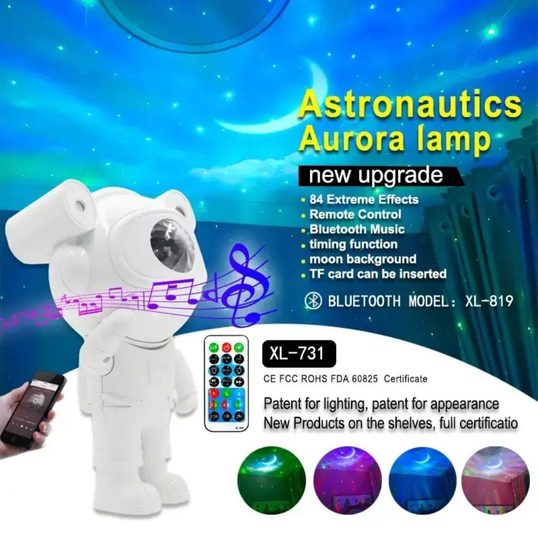 Sky Moon Galaxy USB LED Astronaut Projector – Remote-Controlled Star Light with Bluetooth Speaker