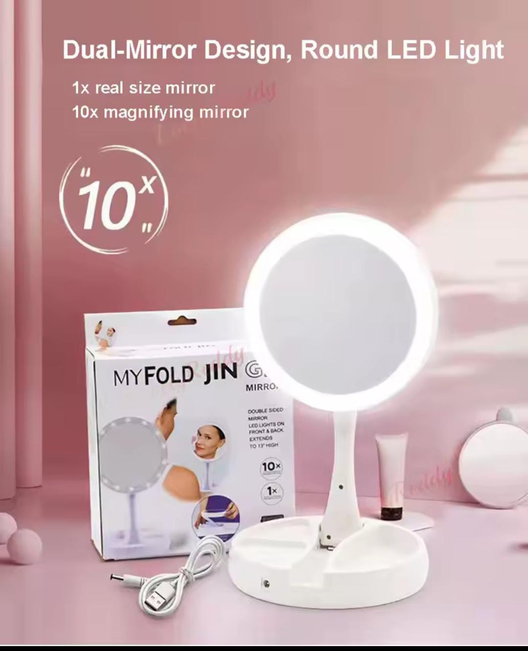 Portable Makeup Mirror with Light & 10X Magnification ā Precision Beauty On-the-Go