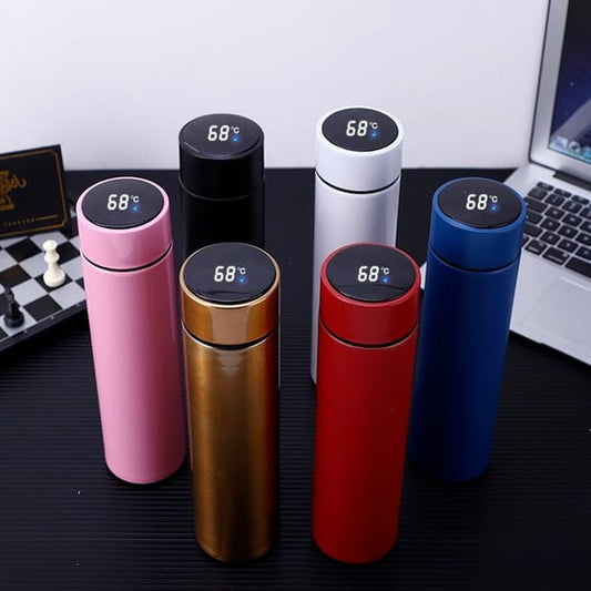 Stainless Steel Water Bottle with LED Temperature Display – Smart, Stylish, and Spill-Proof (500ml)