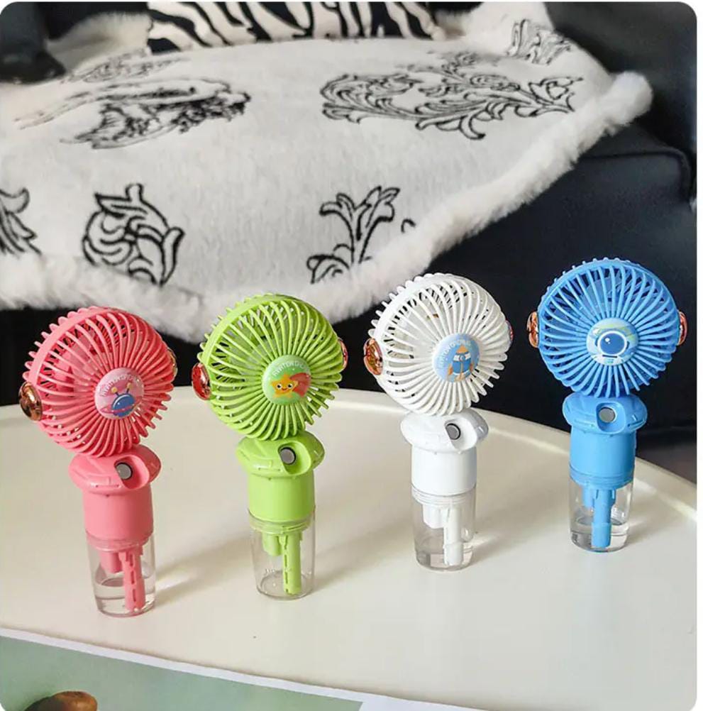 Portable Rechargeable Mini Hand Fan with Mist Spray Humidifier – Stay Cool &amp; Refreshed Anywhere